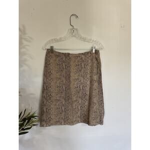 Vintage Grunge Leopard Print Skirt Womens Sm Y2K 100% Silk Office Core Mob Wife